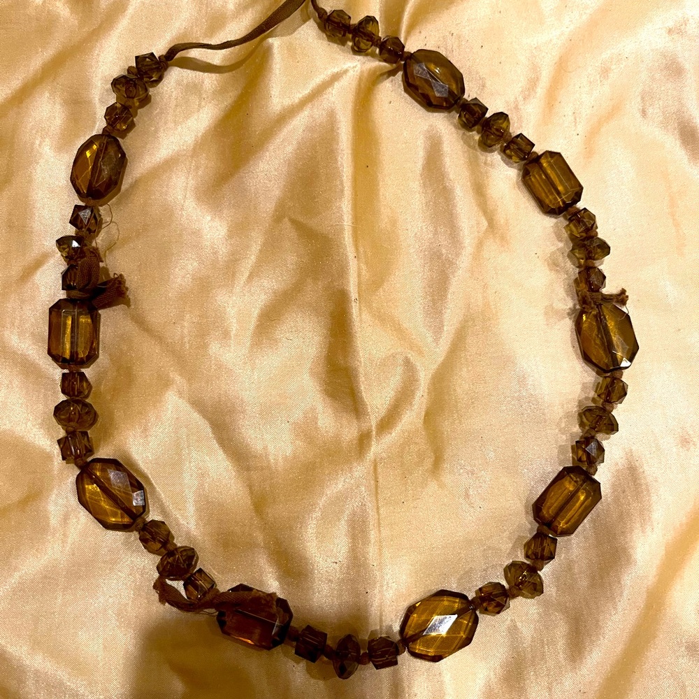 Amber Brown Bead Necklace